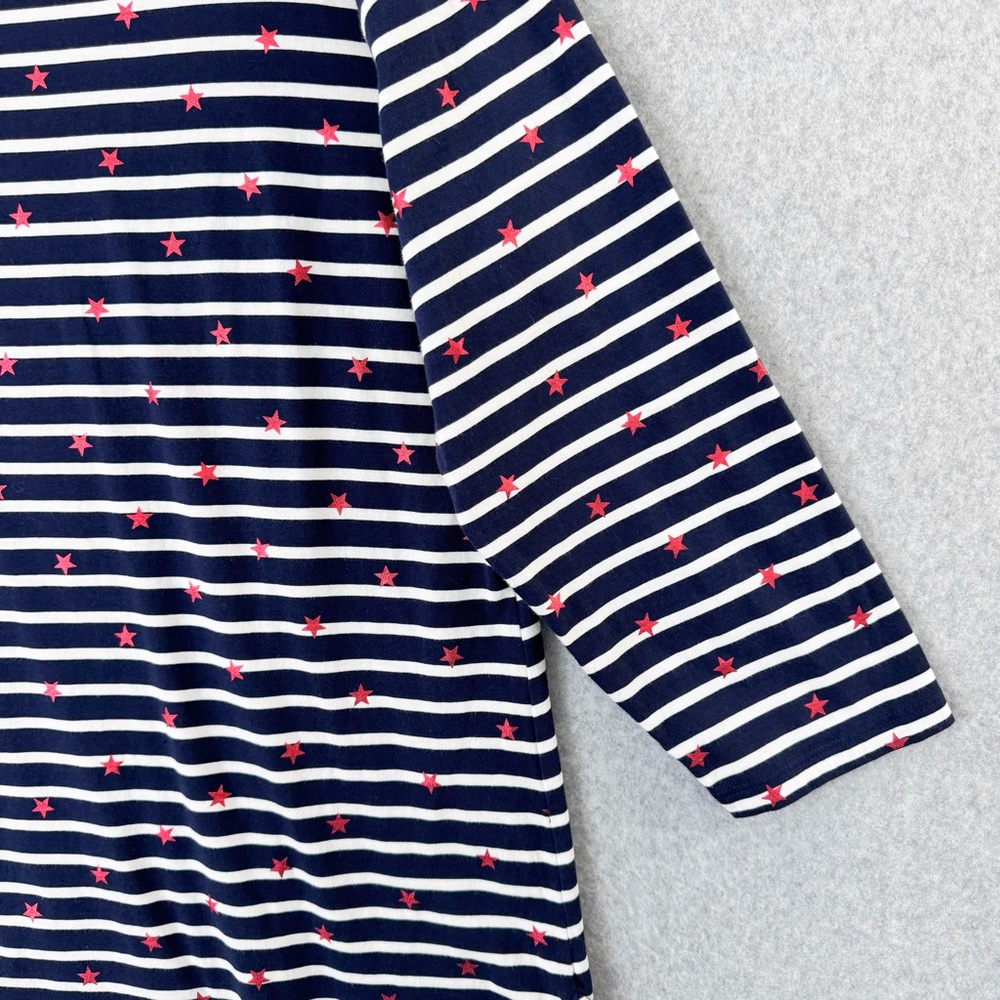 Boden T Shirt Women 16 / 18 Blue White Striped Red Stars Long Sleeve Cotton READ - Picture 8 of 16